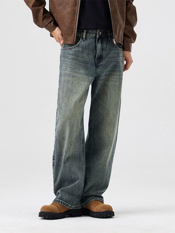Vintage Men's vintage loose wide-leg washed distressed jeans Size US 32 / EU 48 - 2 Thumbnail