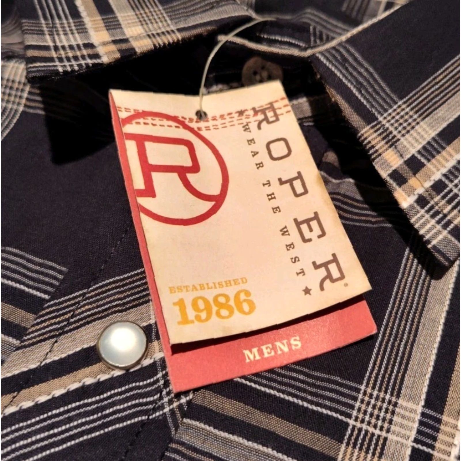 Roper Roper Shirt Large Black Plaid Pearl Snap Long Sleeve Western Cowboy NWT NEW Mens Size US L / EU 52-54 / 3 - 7 Thumbnail