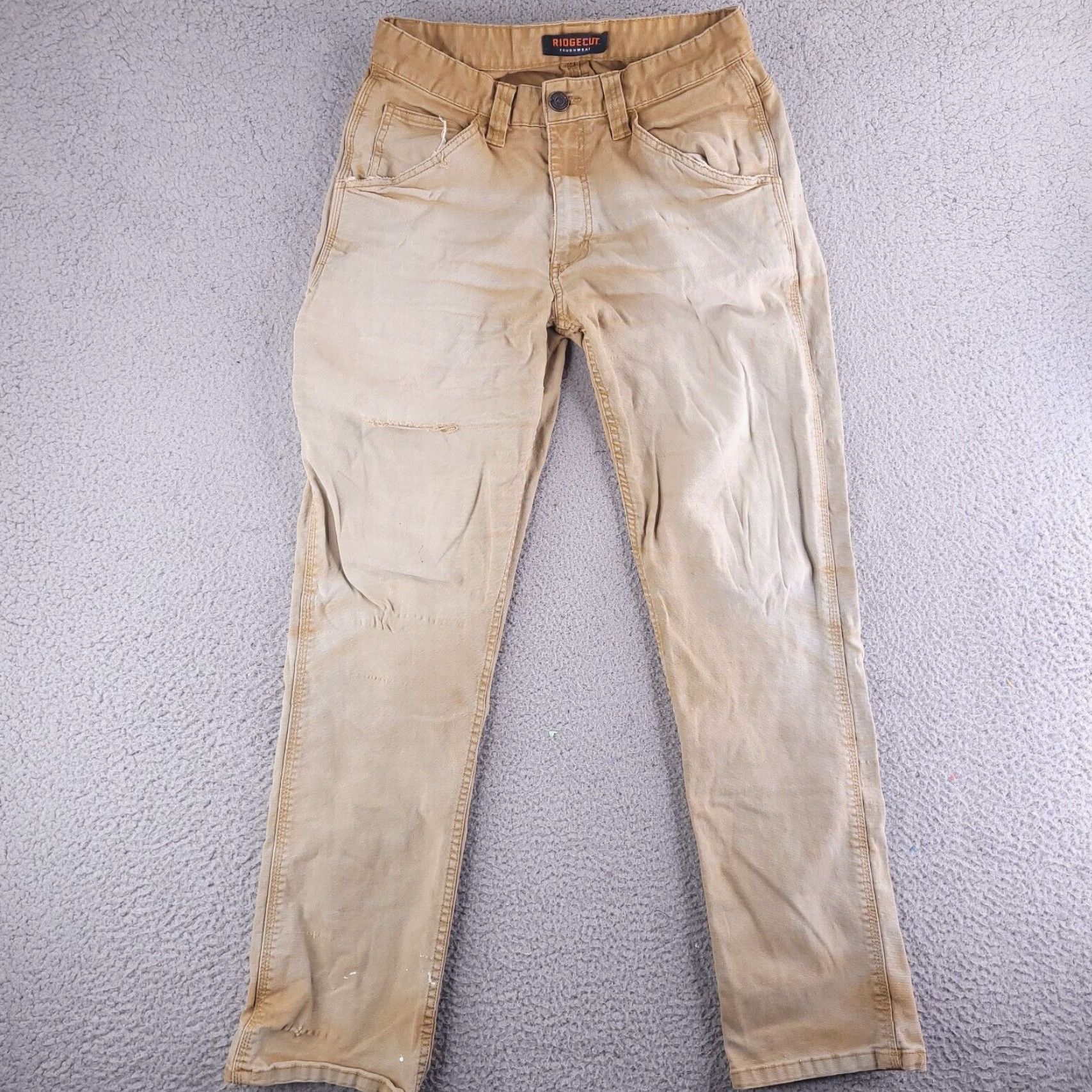 Vintage Ridgecut Toughwear Pants Mens 34x29 Slim Fit Brown Khakis Distressed Canvas Vintage No (adjust to fit rules) Size US 32 / EU 48 - 2 Thumbnail