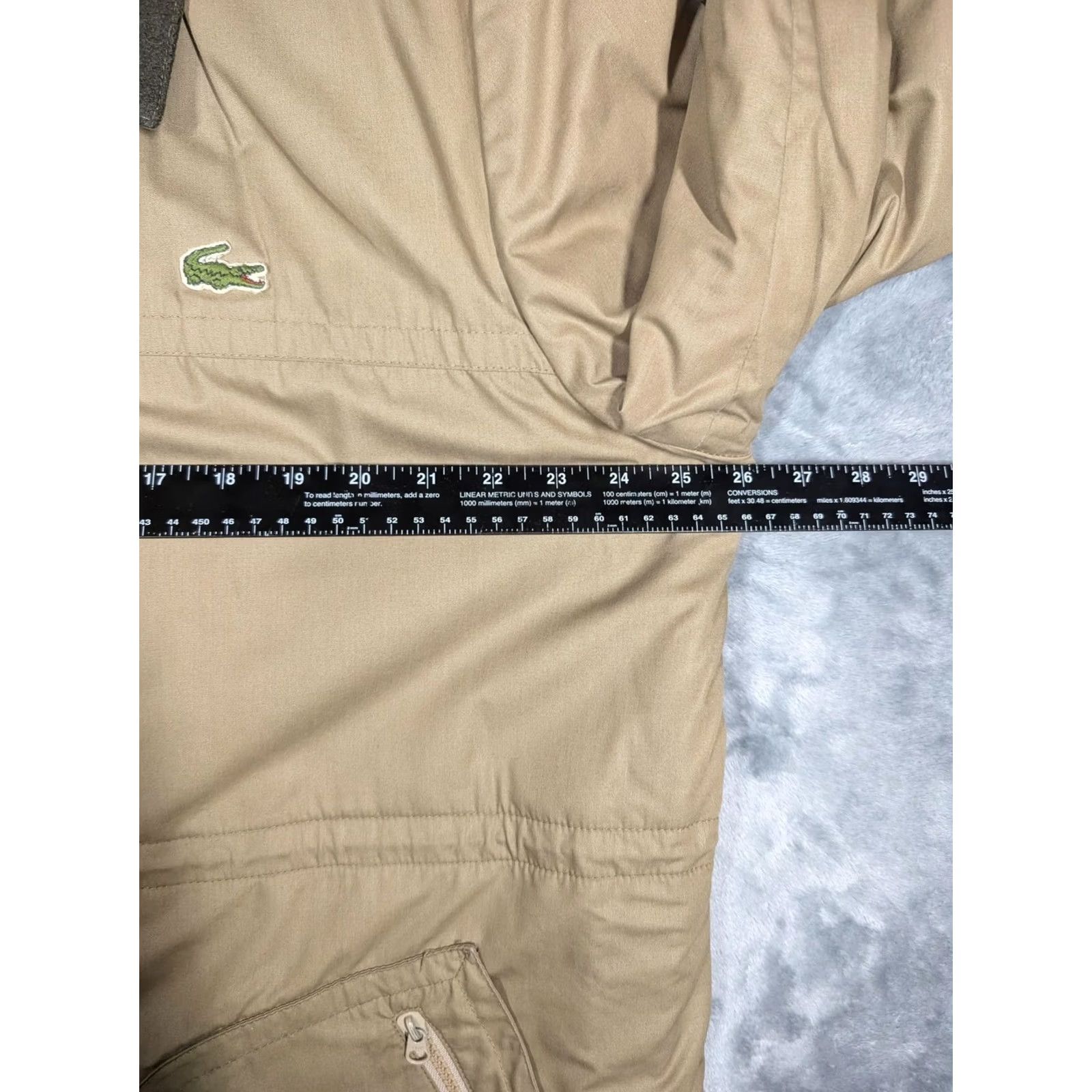 Izod VINTAGE Izod Lacoste Chore coat Mens Large Beige Wool Lined Full Zip Jacket Size US L / EU 52-54 / 3 - 4 Thumbnail
