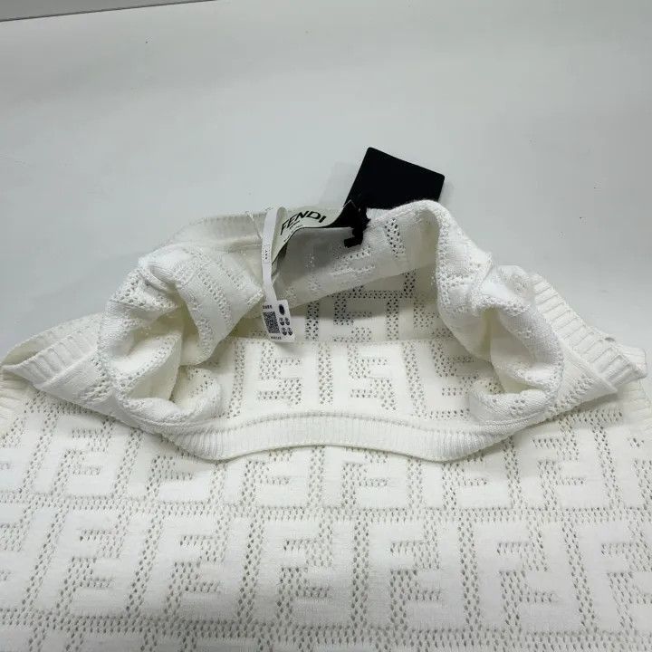 Fendi Fendi White Sleeveless Knit Dress with Logo -2508 Size S / US 4 / IT 40 - 7 Thumbnail