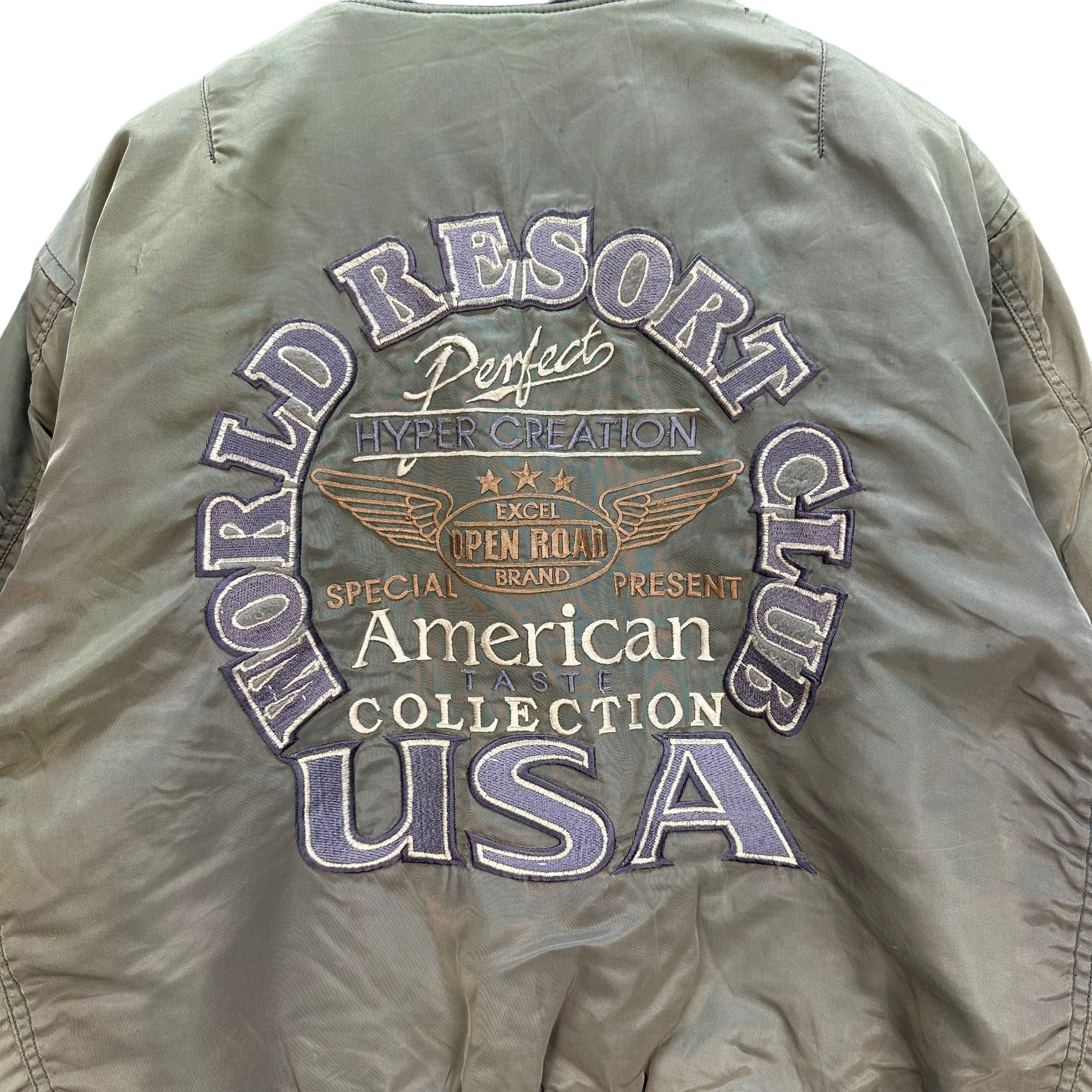 Vintage TRASHED🔥 WORLD RESORT CLUB AMERICAN CASUAL BOMBER #7838-181 Size US L / EU 52-54 / 3 - 2 Thumbnail