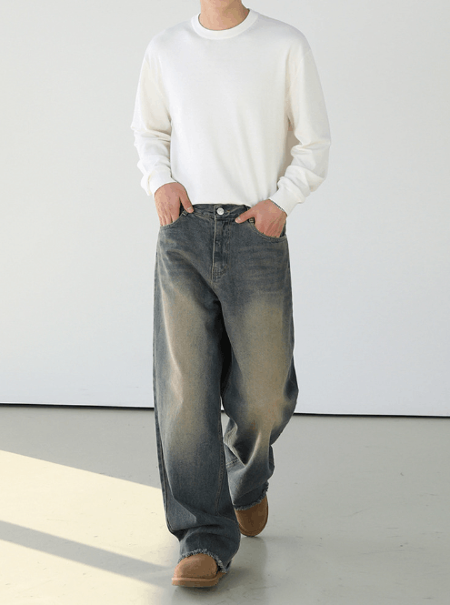 Japanese Brand × Jean Loose wide-leg Japanese trendy distressed washed jeans Size US 34 / EU 50 - 2 Thumbnail