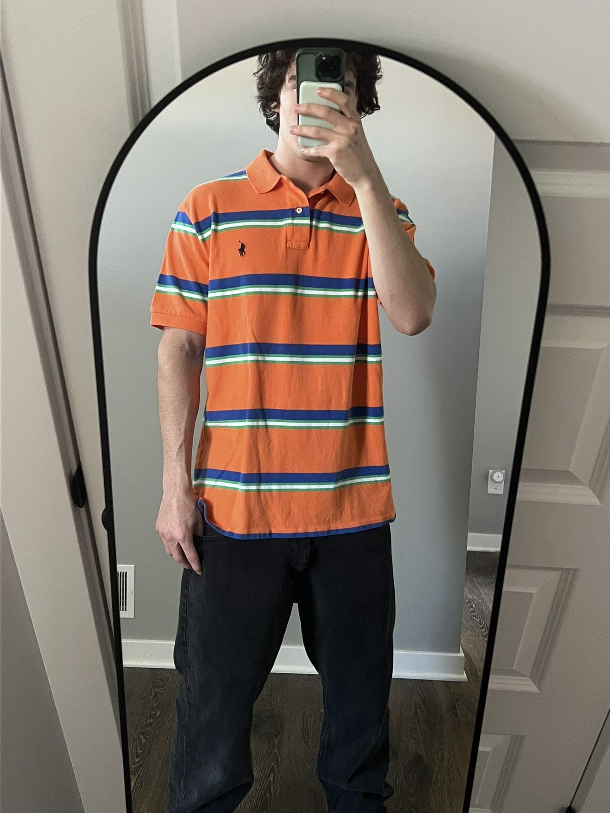 Polo Ralph Lauren Polo Ralph Lauren Orange Striped Shirt Size US L / EU 52-54 / 3 - 6 Thumbnail