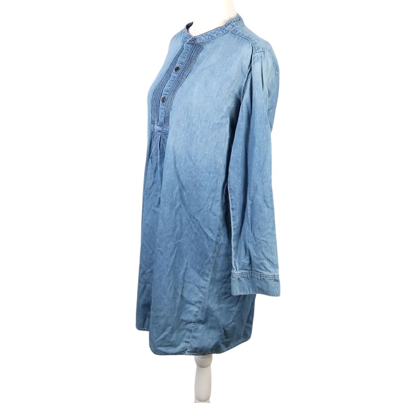 Vintage Current/Elliott Shirt Dress Blue Denim Chambray Mini Dress S Short Long Sleeve Button 100% Cotton Womens Size S / US 4 / IT 40 - 3 Thumbnail