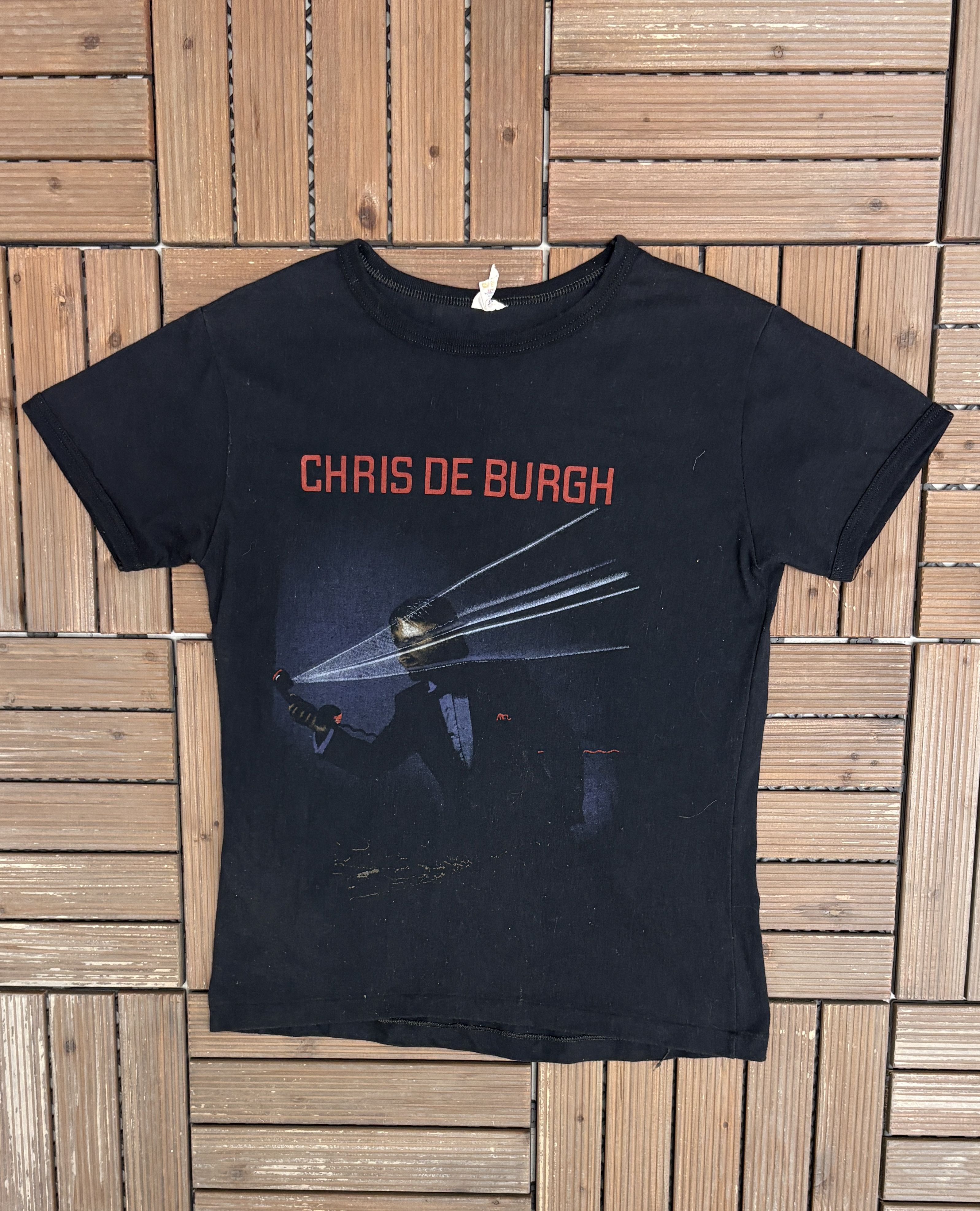 Vintage Chris De Burgh Man On The Line Tour 1984 Vintage Black Tee Size US L / EU 52-54 / 3 - 1 Thumbnail