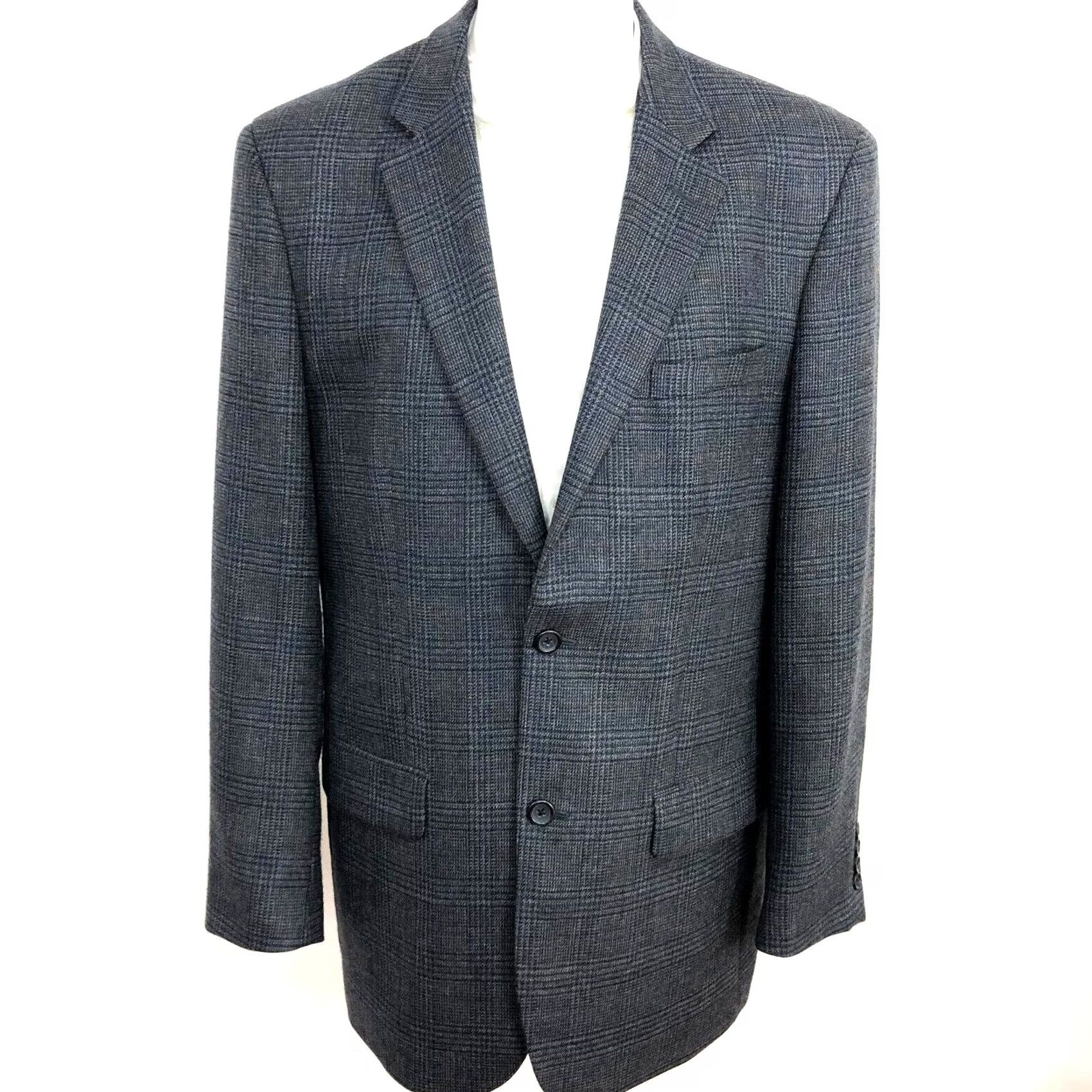 Joseph Joseph & Feiss Gold Houndstooth 42 Long 100% Lambs Wool Sport Coat Jacket Gray Size US XS / EU 42 / 0 - 2 Thumbnail