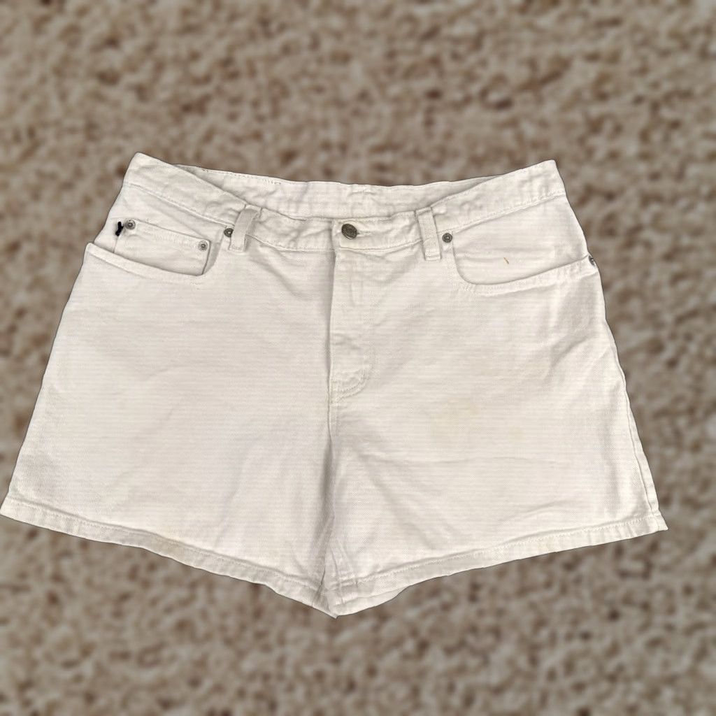 Polo Ralph Lauren VINTAGE Polo Ralph Lauren Shorts Women Denim 100% Cotton Mid Rise White 32x5 Regular Inseam 5" 12 Ladies Size 34" / US 12 / IT 48 - 1 Thumbnail