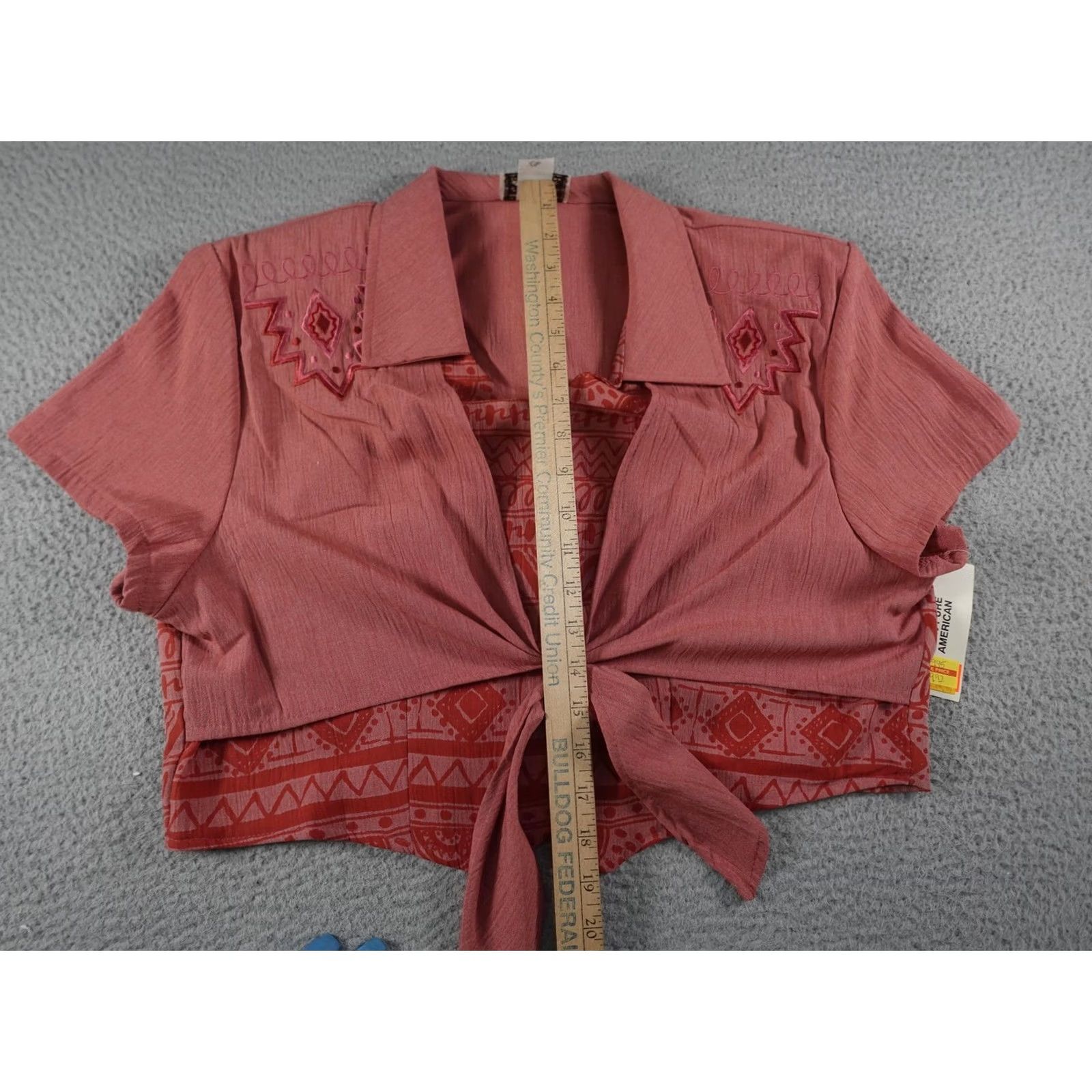 DANCER VINTAGE Western Blouse Womens XL Pink Cropped Aztec Rodeo Cowgirl Dance Horse Size XL / US 12-14 / IT 48-50 - 7 Thumbnail