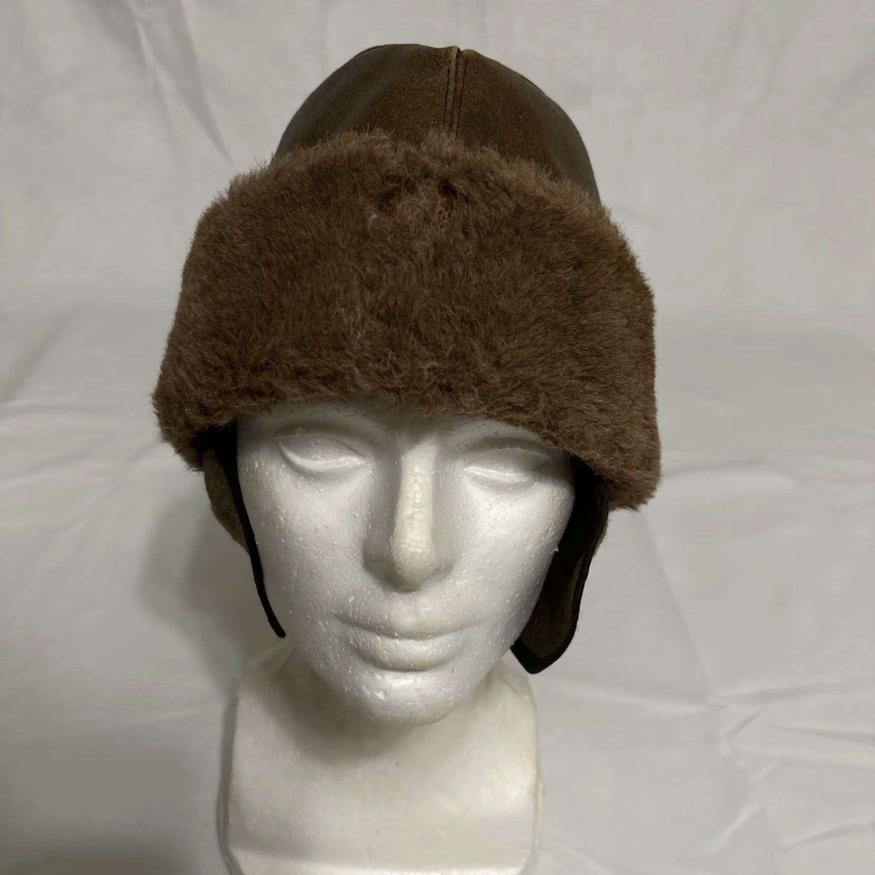 Vintage VINTAGE Cossack Winter Hat Leather Fur lined Ear Flaps Brown Men One Size Brown Size ONE SIZE - 2 Thumbnail