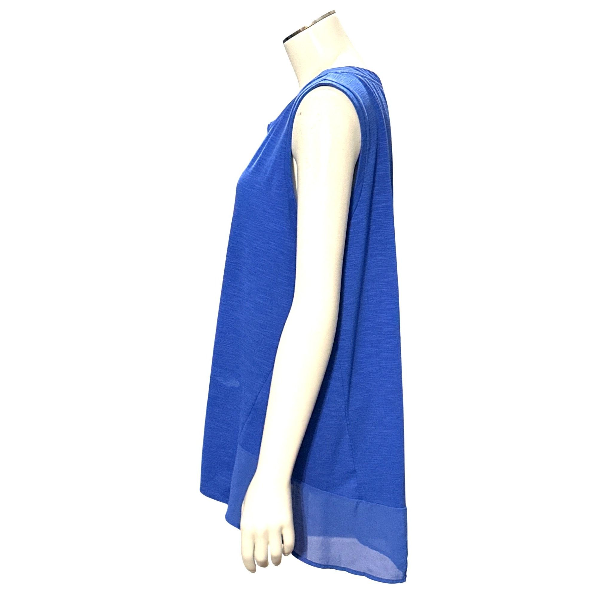 Other Adrienne Vittadini Royal Blue Tunic Top Sheer Chiffon Back Size L / US 10 / IT 46 - 4 Thumbnail