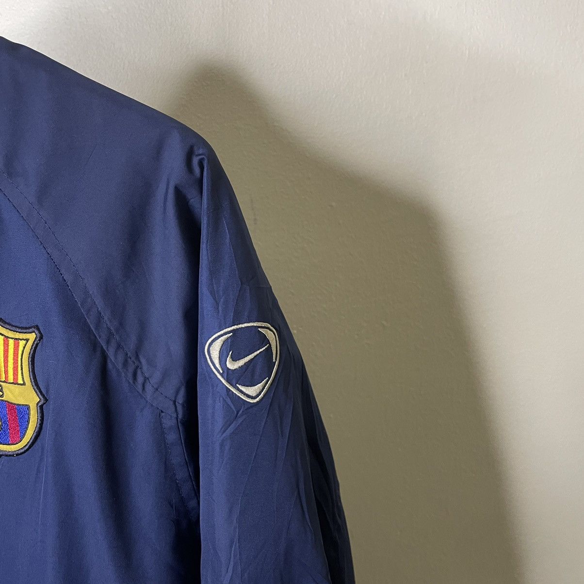 Nike × Vintage Vintage 2000s Nike x FC Barcelona Nylon Track Jacket Size US M / EU 48-50 / 2 - 3 Thumbnail