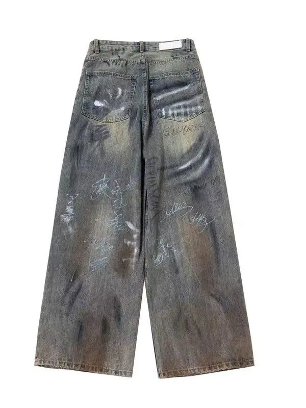 VIBE Street graffiti hand-painted distressed washed baggy jeans Size US 32 / EU 48 - 5 Thumbnail