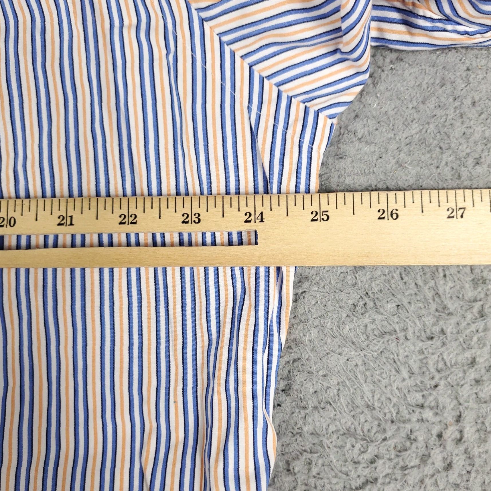 Ralph Lauren Ralph Lauren Dress Shirt Mens 17.5 Blue Orange Stripe Pony Button Up Long Sleeve Classic Fit 100% Cotton Size 46R - 5 Thumbnail