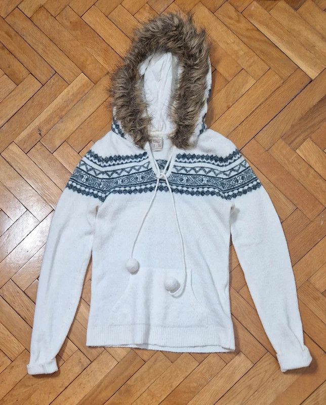 Vintage Vintage faux fur hood sweater y2k 2000s mcbling Size S / US 4 / IT 40 - 1 Thumbnail