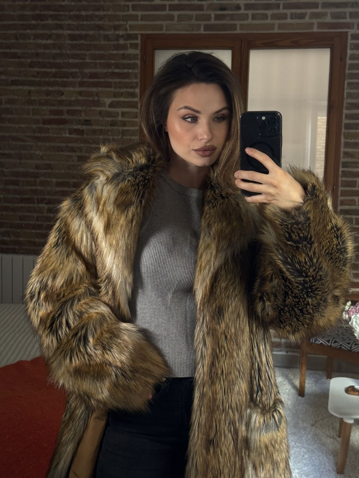 Frankie Shop The Frankie Shop Rella Faux Fur Coat Camel Size S / US 4 / IT 40 - 1 Thumbnail