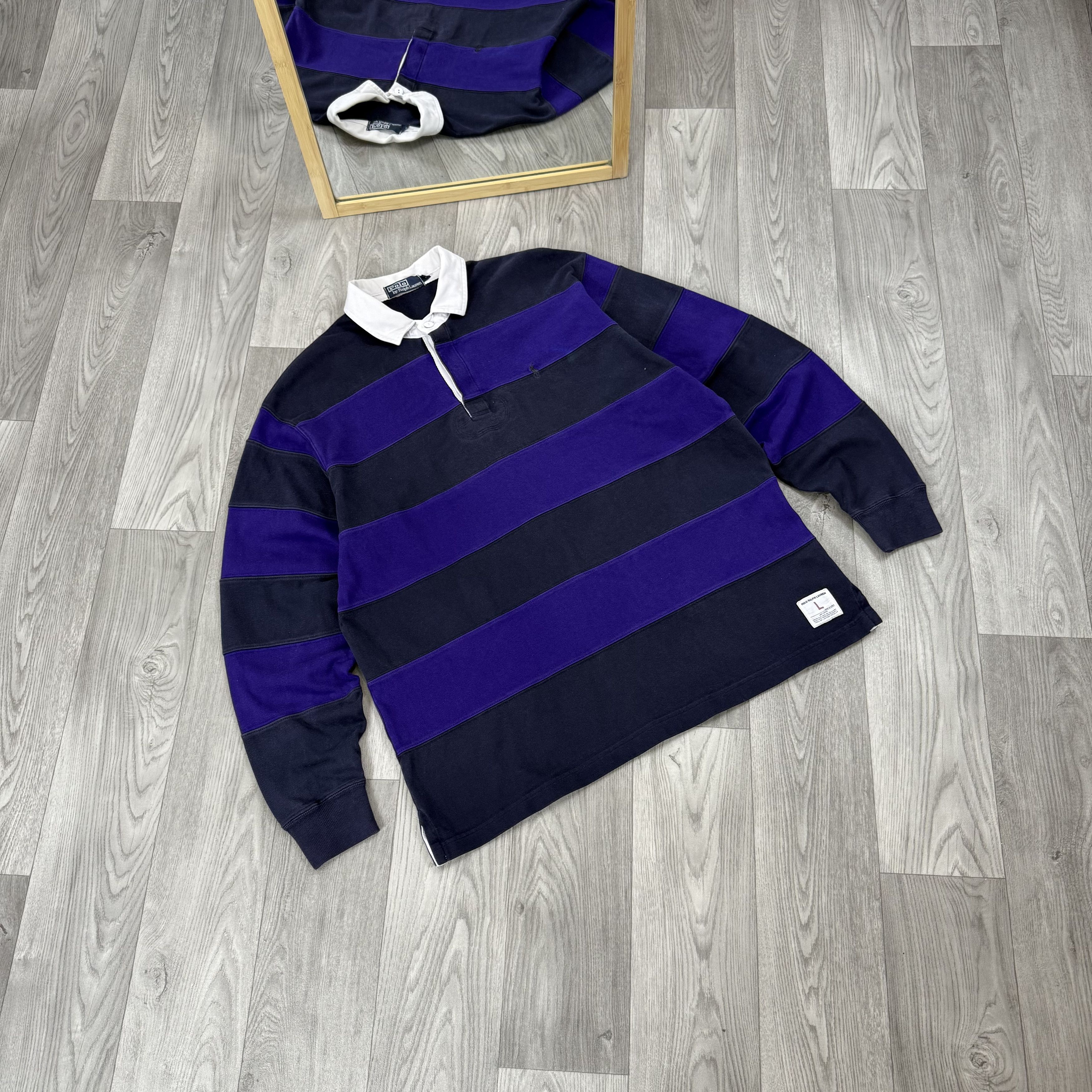 Polo Ralph Lauren Vintage Polo Ralph Lauren Striped Long Sleeve Rugby Shirt Size US L / EU 52-54 / 3 - 2 Thumbnail