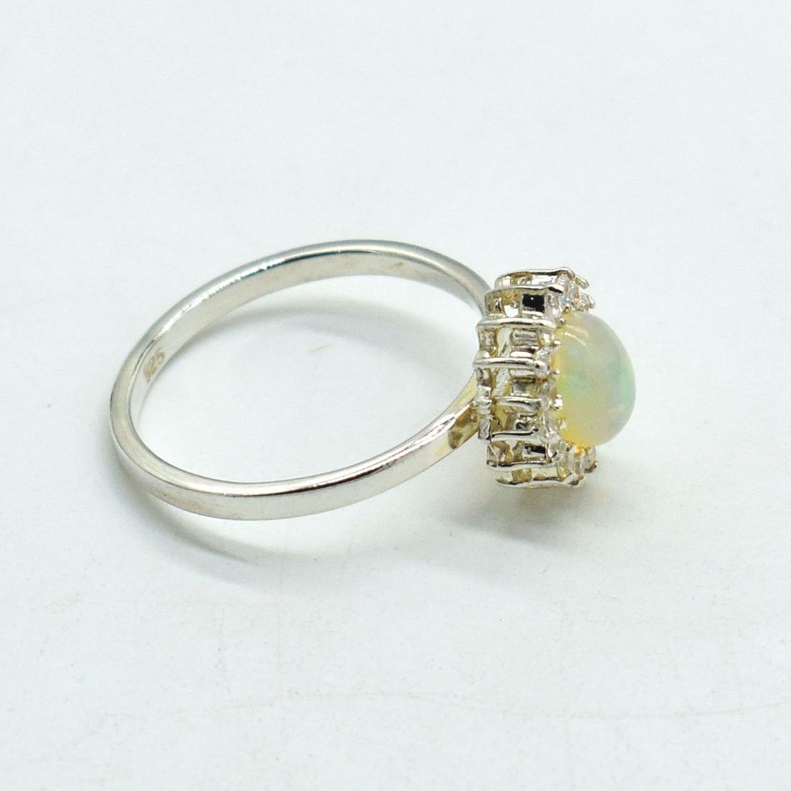 Handmade Natural Ethiopian Opal Engagement Ring: 925K Silver Ring Size ONE SIZE - 2 Thumbnail
