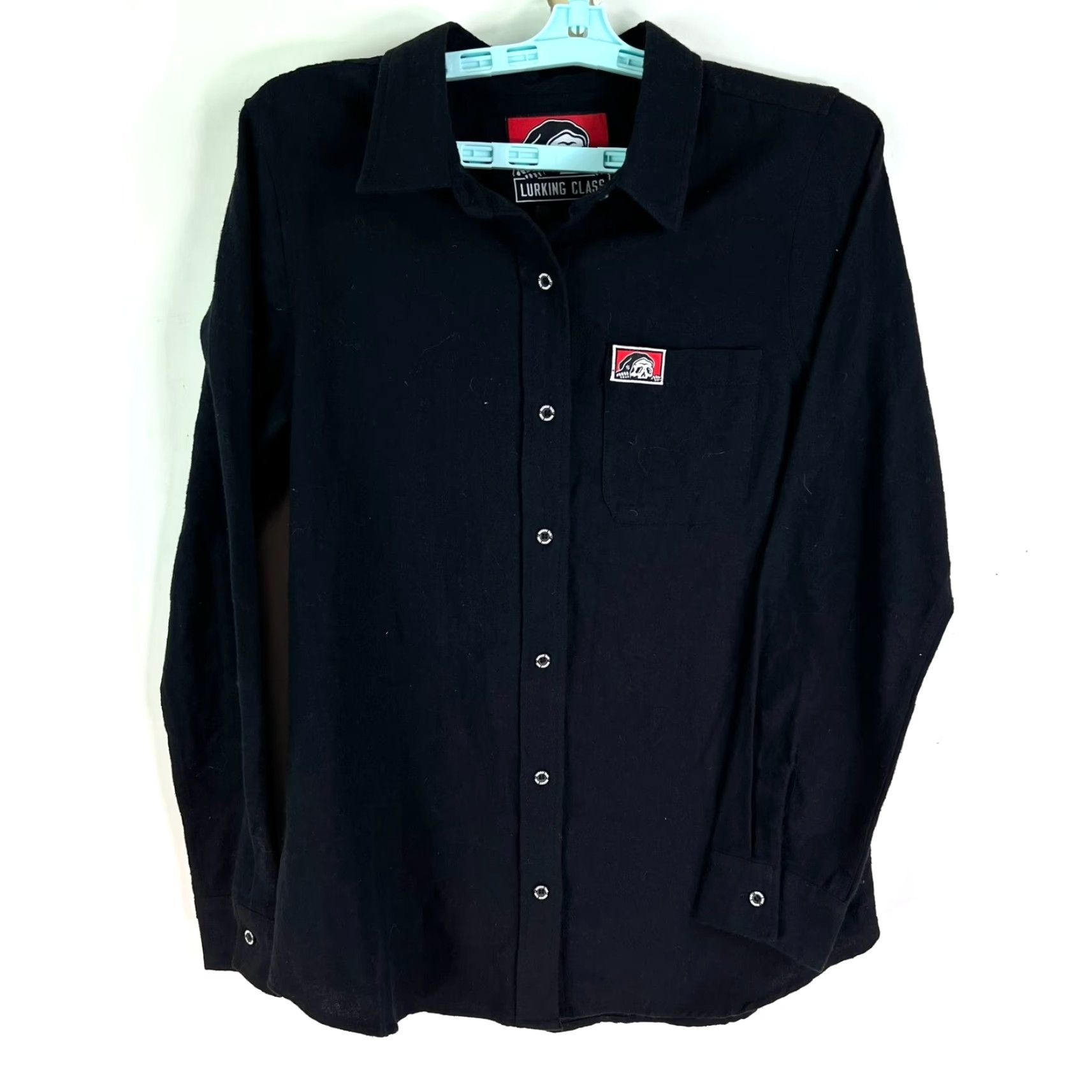 Vintage Lurking Class Button-Up Shirt Womens Size S Black Yin Yang Lightweight Flannel Long Sleeve Casual Size S / US 4 / IT 40 - 2 Thumbnail