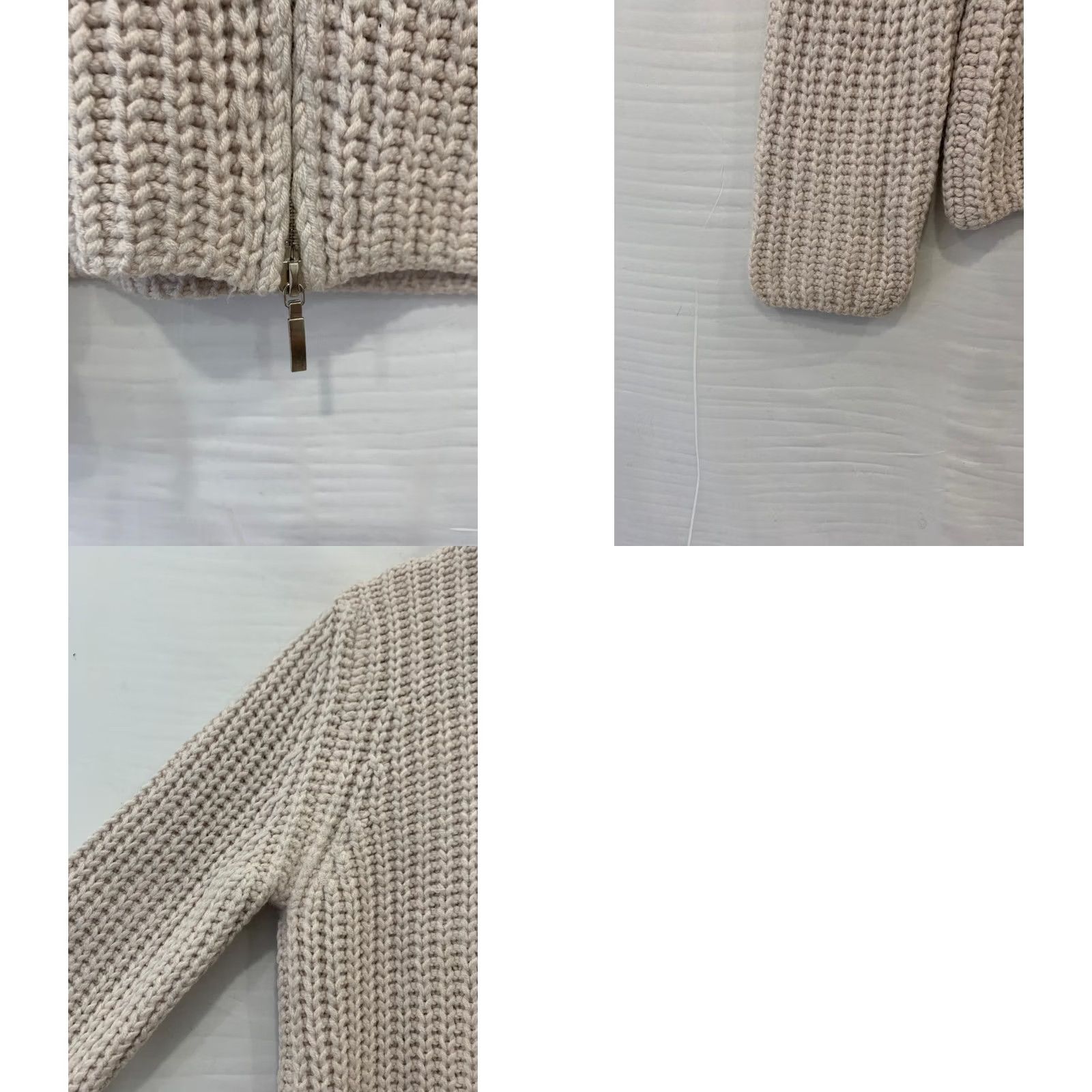 Fabiana Filippi VINTAGE Fabiana Filippi Cardigan Full Zip Merino Wool Beige Italy US 10 L#86 Women Knit Chunks Size L / US 10 / IT 46 - 9 Thumbnail