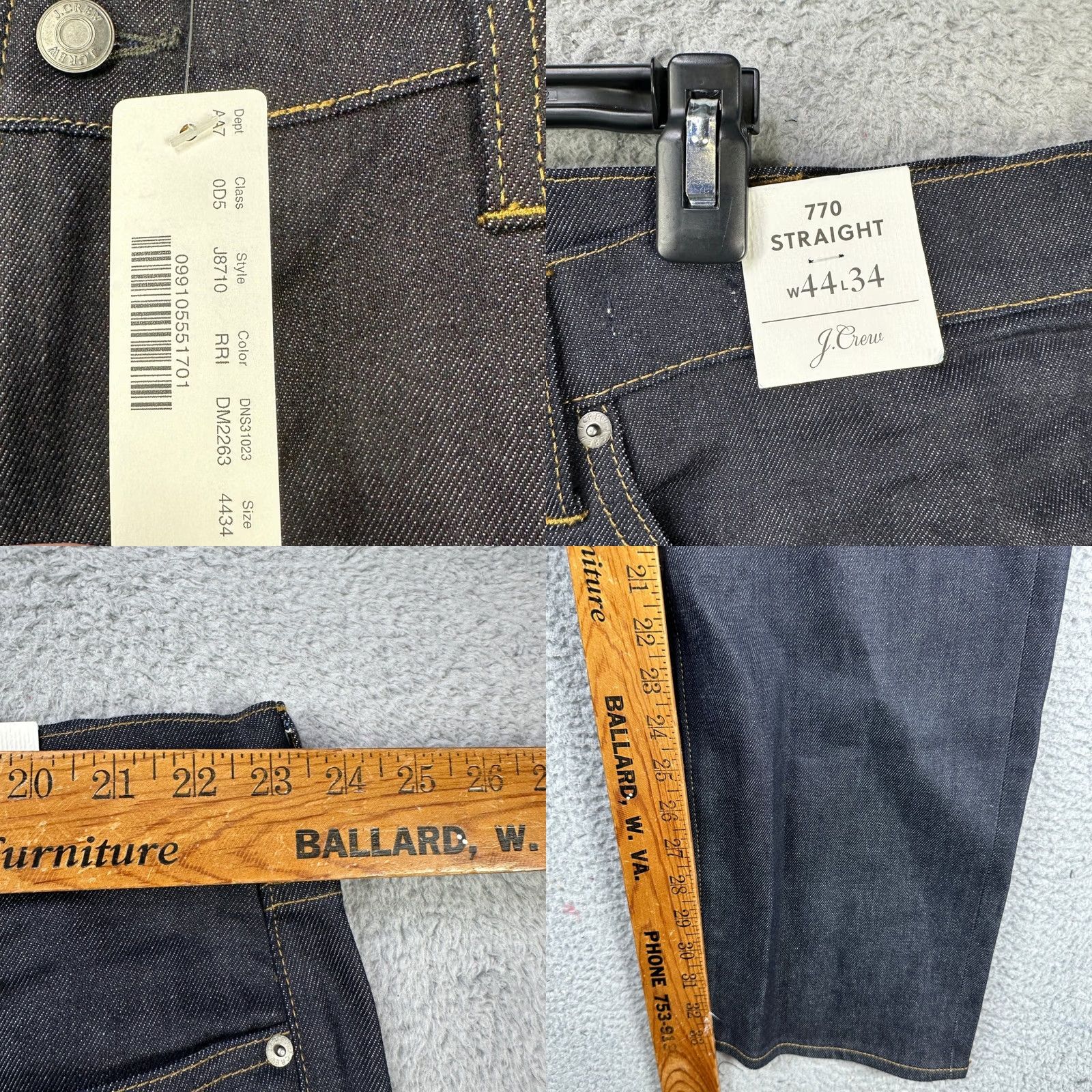 J.Crew J. Crew 770 Jeans Mens Straight Leg 44X34 Dark Blue Kurabo Premium Japanese Denim Size US 44 / EU 60 - 8 Thumbnail