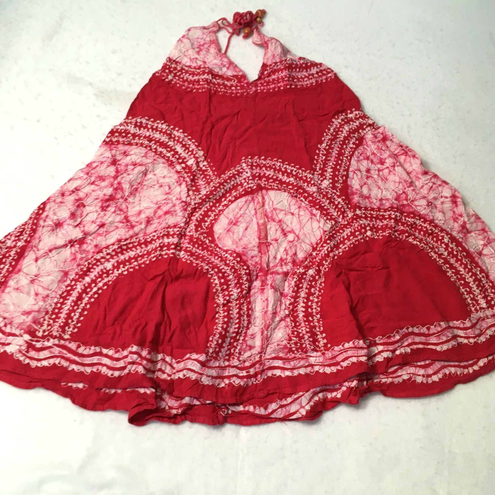 Vintage VINTAGE Sz Med MIDI Skirt Boho Floral Tie Dye Red Pink Rayon High Rise Elastic Waist Midi Women Regular M Skirt Womens Size 32" / US 10 / IT 46 - 8 Thumbnail