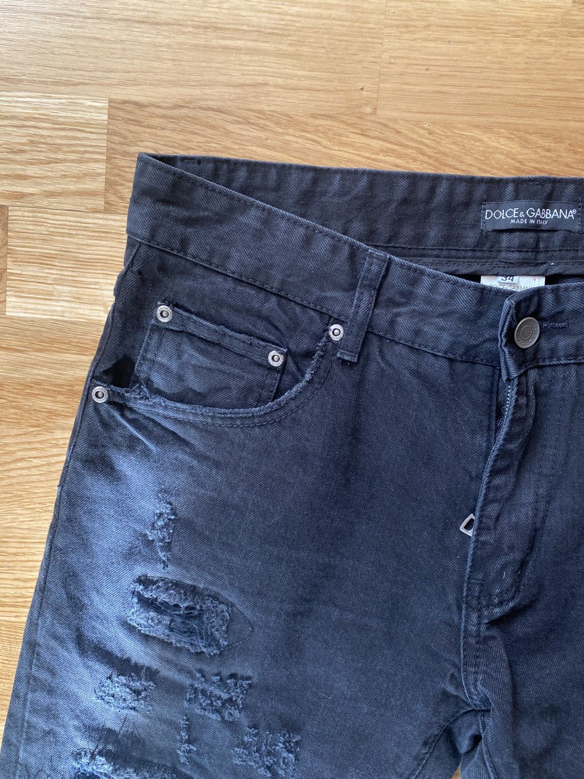 Dolce & Gabbana Dolce & Gabbana Y2K Black Distressed Jeans Italy Size 34 Size US 34 / EU 50 - 3 Thumbnail