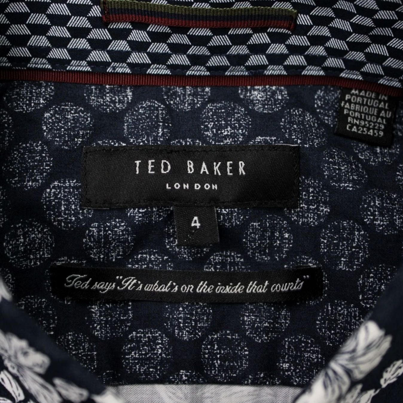Ted Baker Ted Baker London Shirt Mens 4 Blue Floral 100% Cotton Short Sleeve Button Down Size US S / EU 44-46 / 1 - 7 Thumbnail