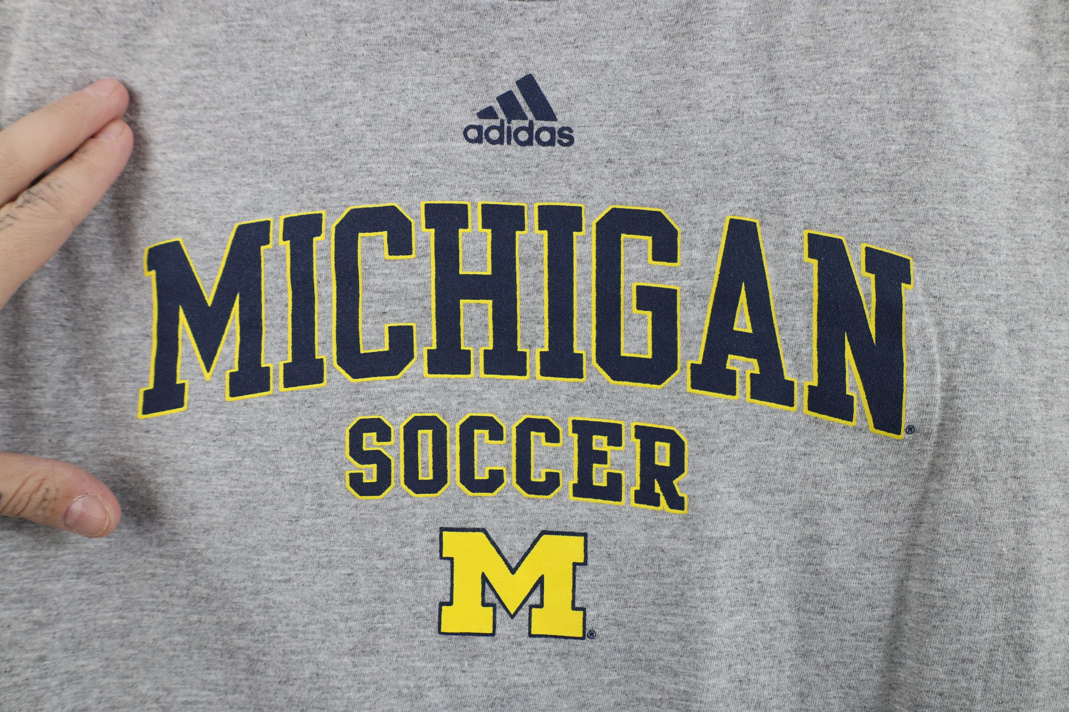 Adidas Adidas University of Michigan Soccer T-Shirt Heather Gray Size US L / EU 52-54 / 3 - 4 Thumbnail