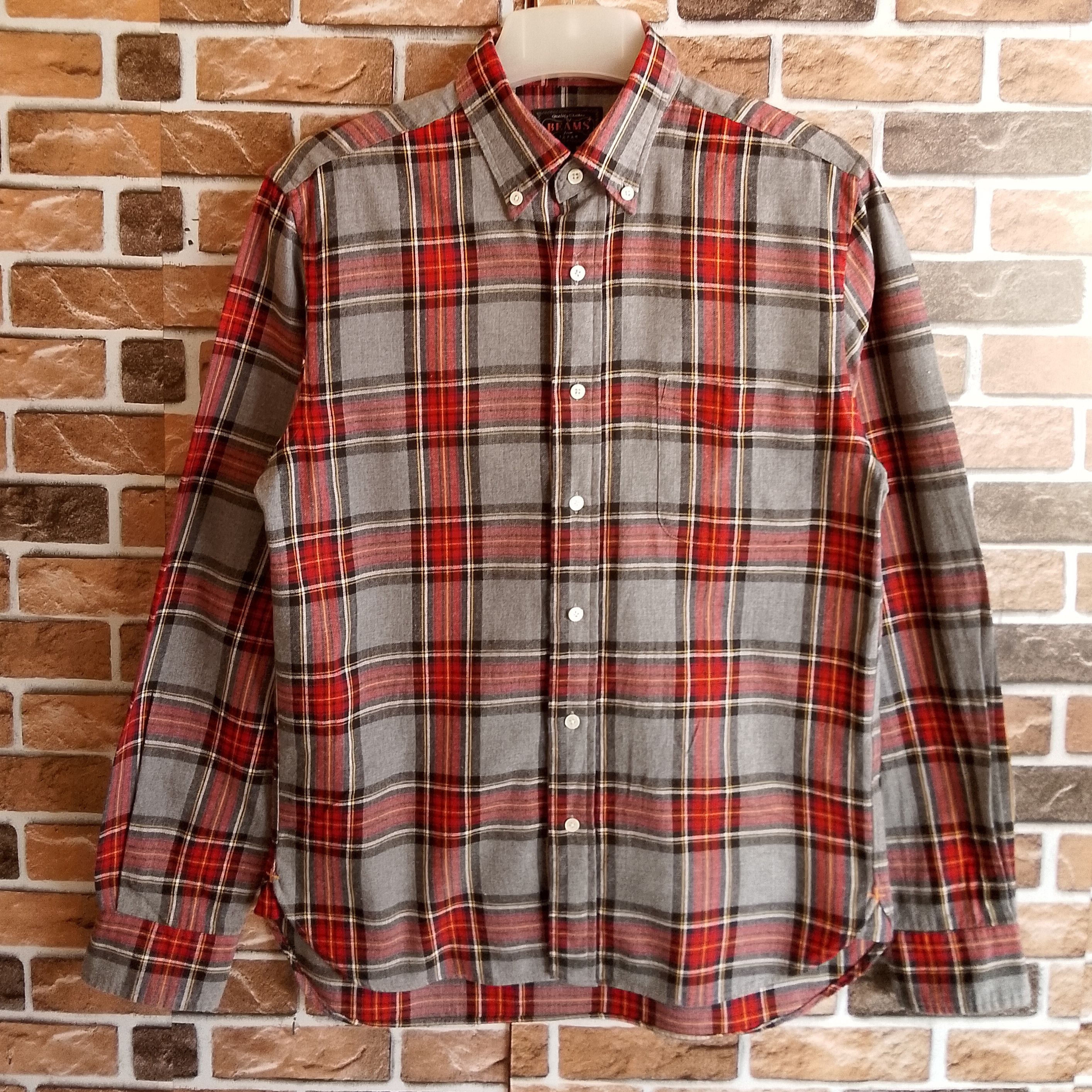 Beams Plus 100% Cotton Red/Gray Gingham Plaid Lightweight Flannel Size US S / EU 44-46 / 1 - 1 Thumbnail