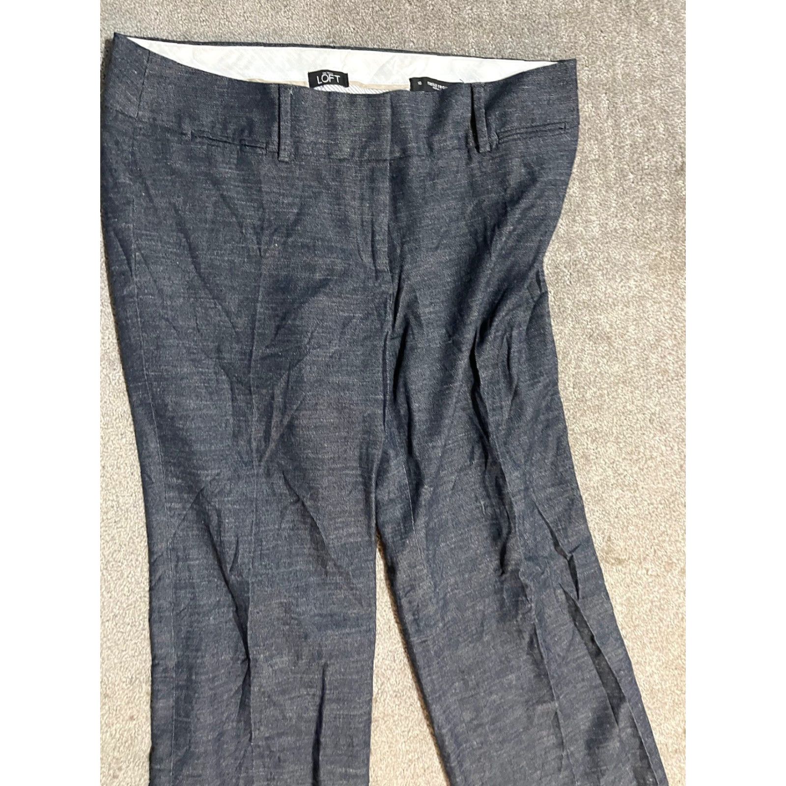 Ann Taylor LOFT Original Trouser Pants Women’s Size 10 Blue Chambray Straight Leg Dress Pants Women's 10 Size 32" / US 10 / IT 46 - 2 Thumbnail