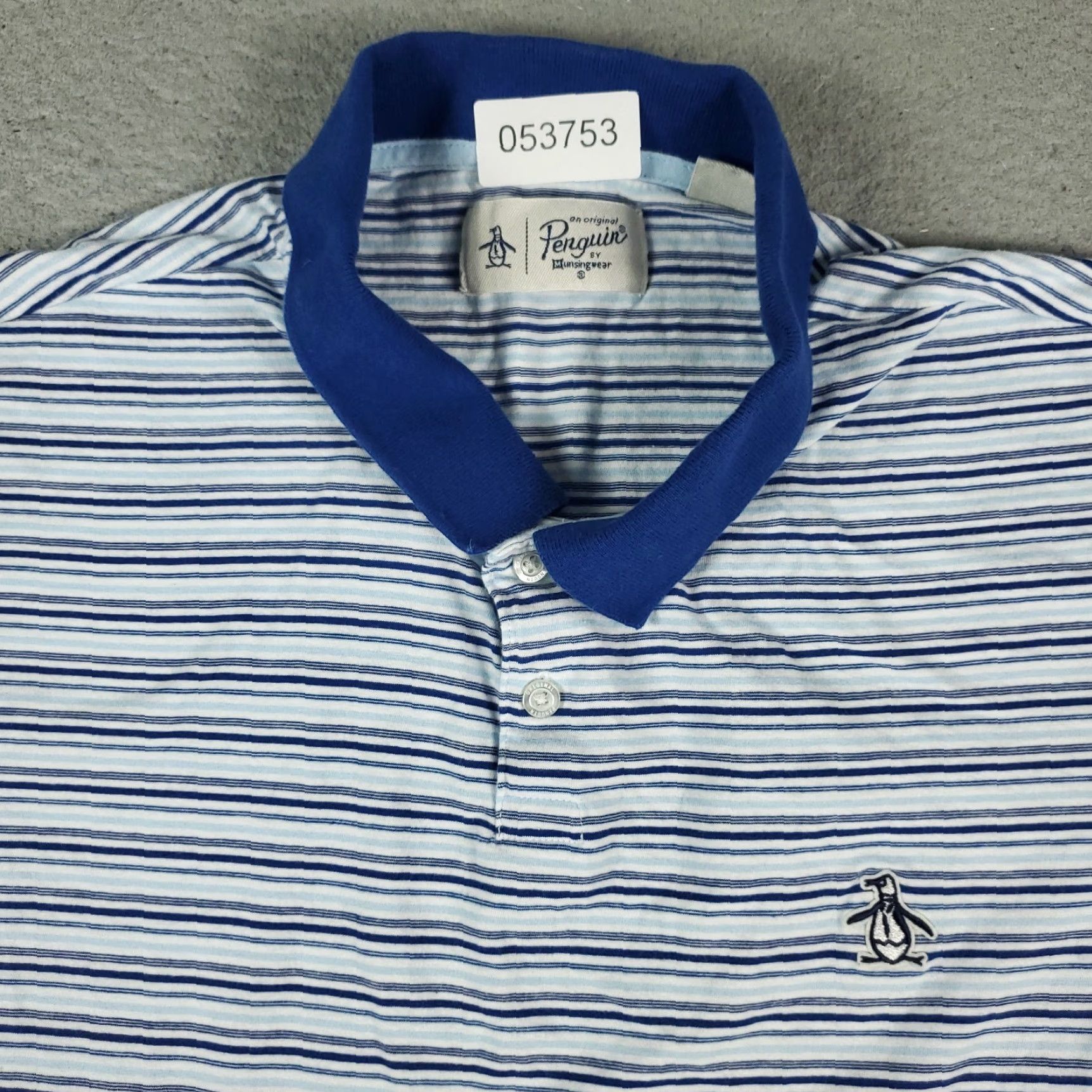 Original Penguin Original Penguin Polo Shirt Mens XL Blue Striped Short Sleeve Size US XL / EU 56 / 4 - 2 Thumbnail