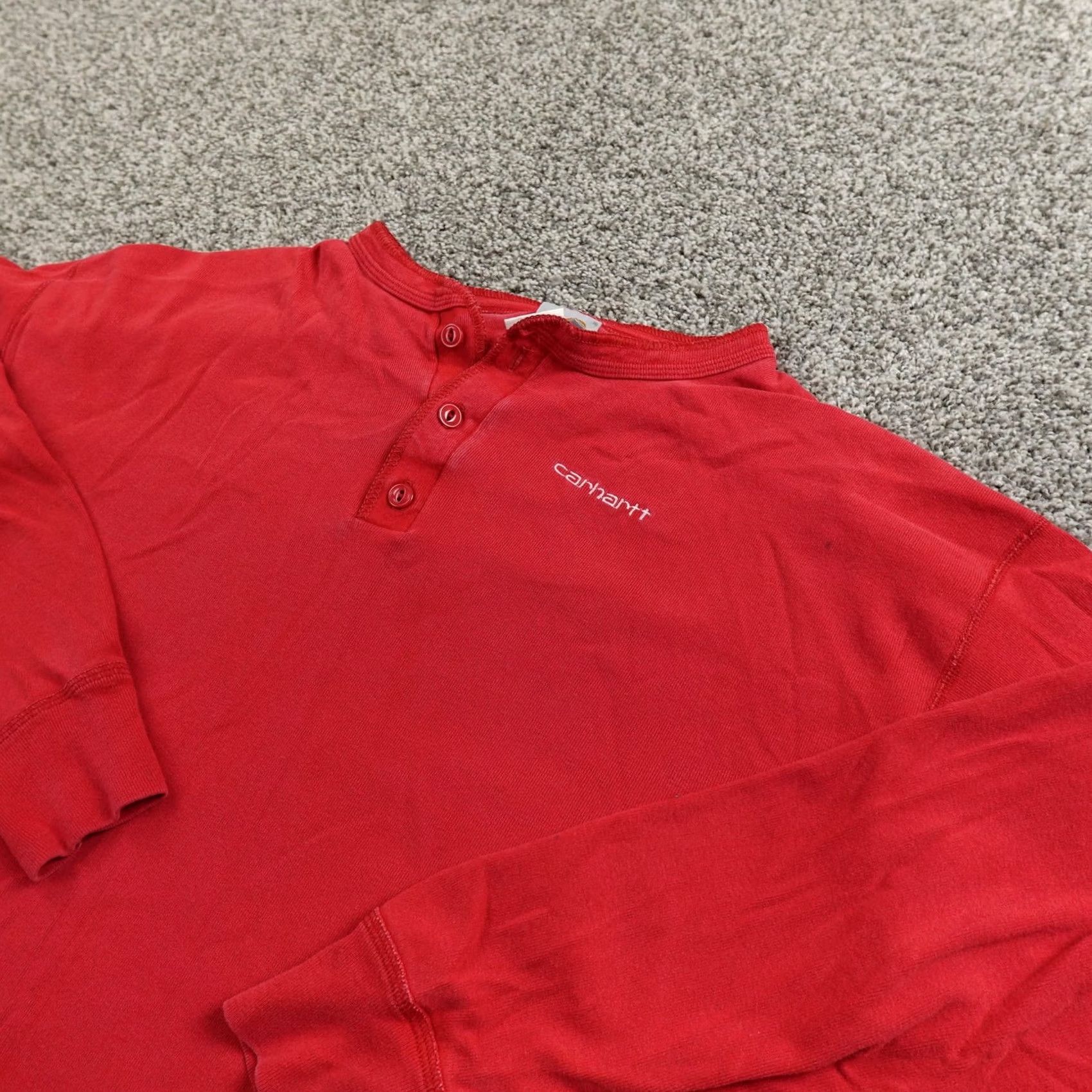 Carhartt VINTAGE Carhartt Shirt Mens 2XL Red Long Sleeve Henley Workwear Tee USA 90s Mens Size US XXL / EU 58 / 5 - 2 Thumbnail