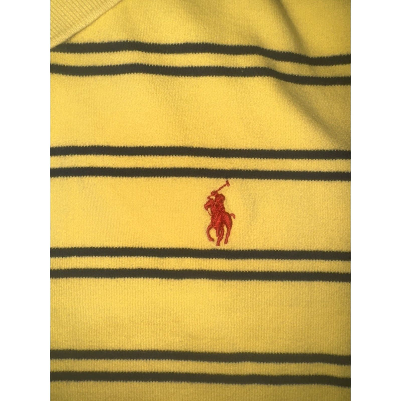 Ralph Lauren VINTAGE Polo Ralph Lauren Striped Polo Shirt XXL 2XL Yellow Navy Classic Fit Pony Logo Mens Size US XXL / EU 58 / 5 - 2 Thumbnail