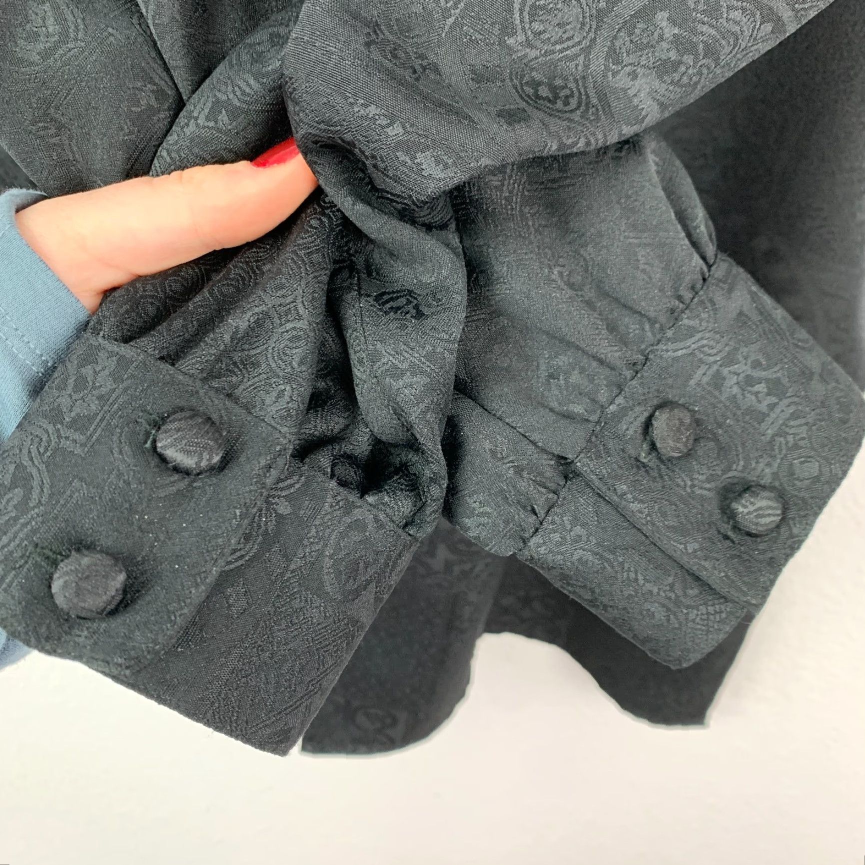 Vintage VINTAGE Christie & Jill Blouse Oversized Black Jacquard Button Shirt L Long Sleeve Women"} Size L / US 10 / IT 46 - 3 Thumbnail