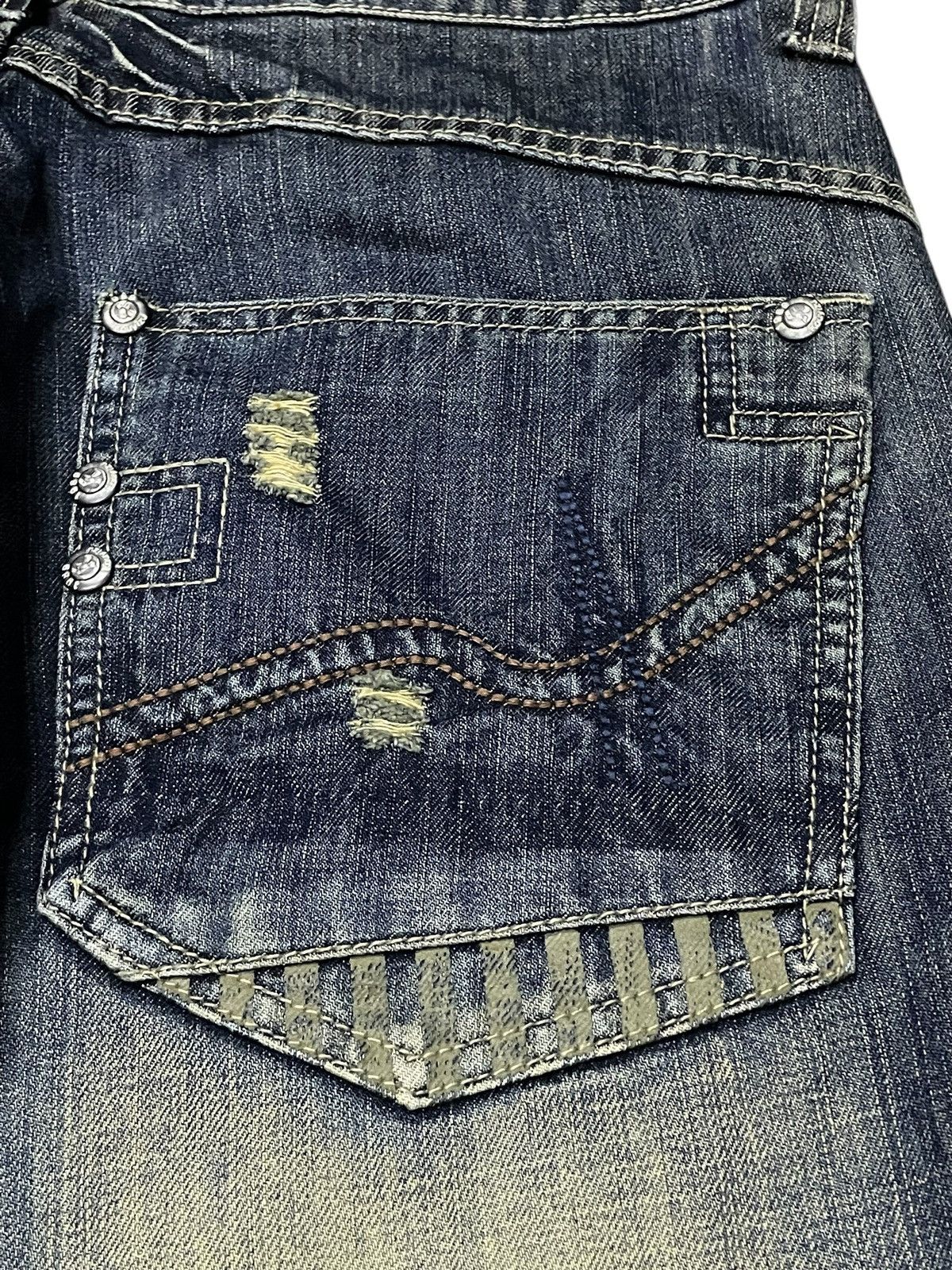Japanese Brand Lemans Japan Asymmetrical Panel Heavy Stitch Boro Jeans Size US 32 / EU 48 - 20 Thumbnail