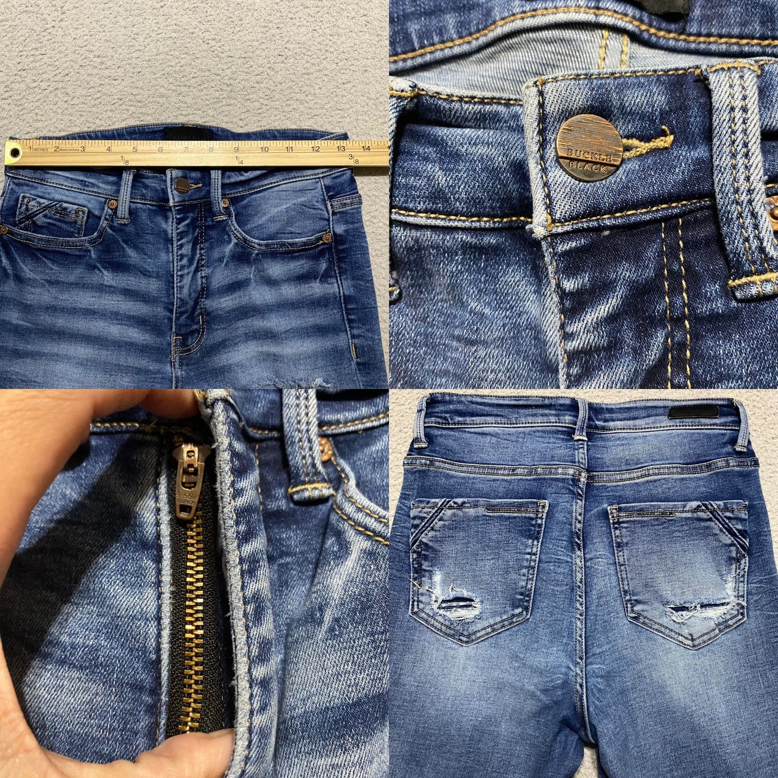 Vintage Buckle Womens Jeans Blue Denim Medium Wash Straight Distressed High Rise sz 26 Size 26" / US 2 / IT 38 - 8 Thumbnail