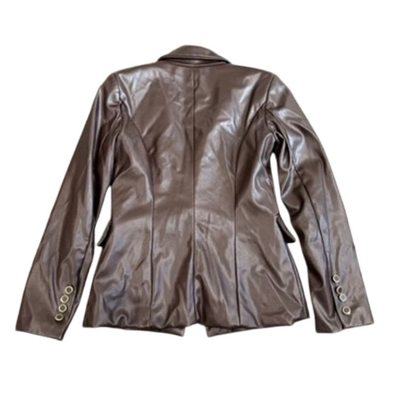 MILLY Milly Inez Faux Leather Blazer in Brown, Size US 6 Size M / US 6-8 / IT 42-44 - 7 Thumbnail
