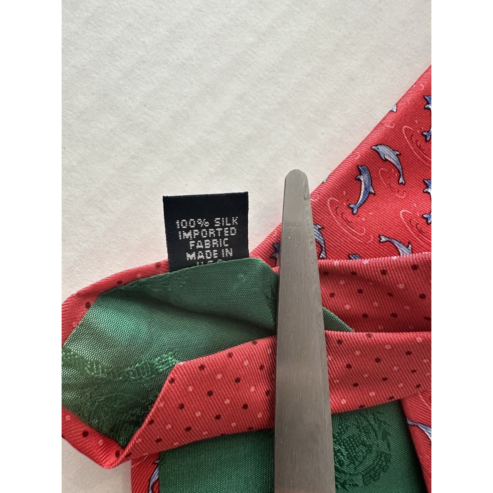Tommy Hilfiger Tommy Hilfiger Tie Silk Red w/Blue Dolphin Gorpcore Preppy Size ONE SIZE - 7 Thumbnail