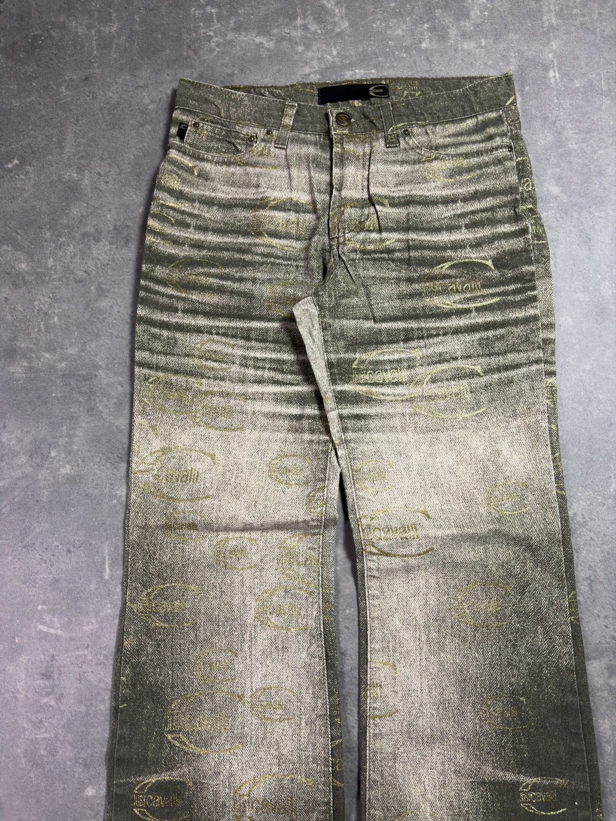 Just Cavalli 00s Just Cavalli Propaganda Multilogo Monogram Flared Jeans Size US 28 / EU 44 - 3 Thumbnail