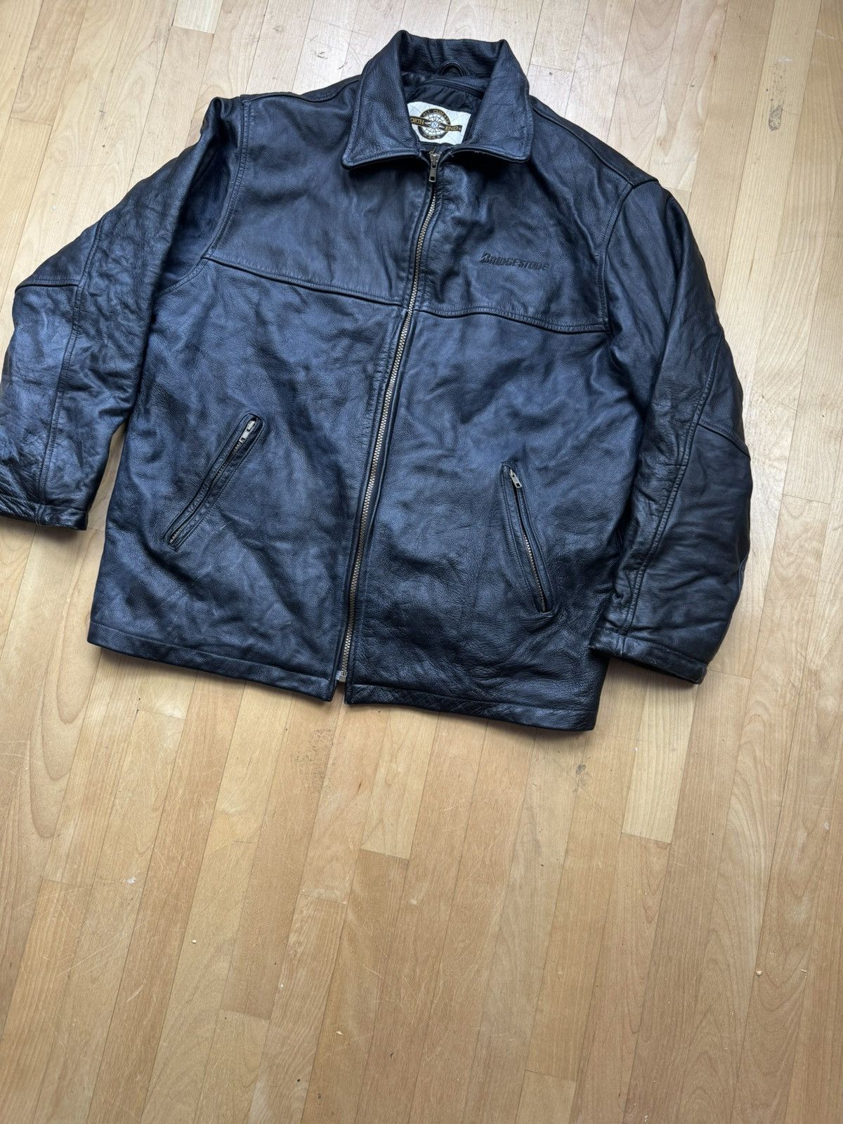 Vintage Vintage Leather Bomber Jacket Racing Moto Schott Style 90s Size US L / EU 52-54 / 3 - 2 Thumbnail