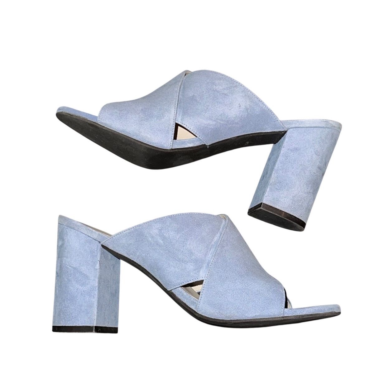 Cole Haan Cole Haan blue suede criss cross block heel open mule sandal Size US 8.5 / IT 38.5 - 3 Thumbnail