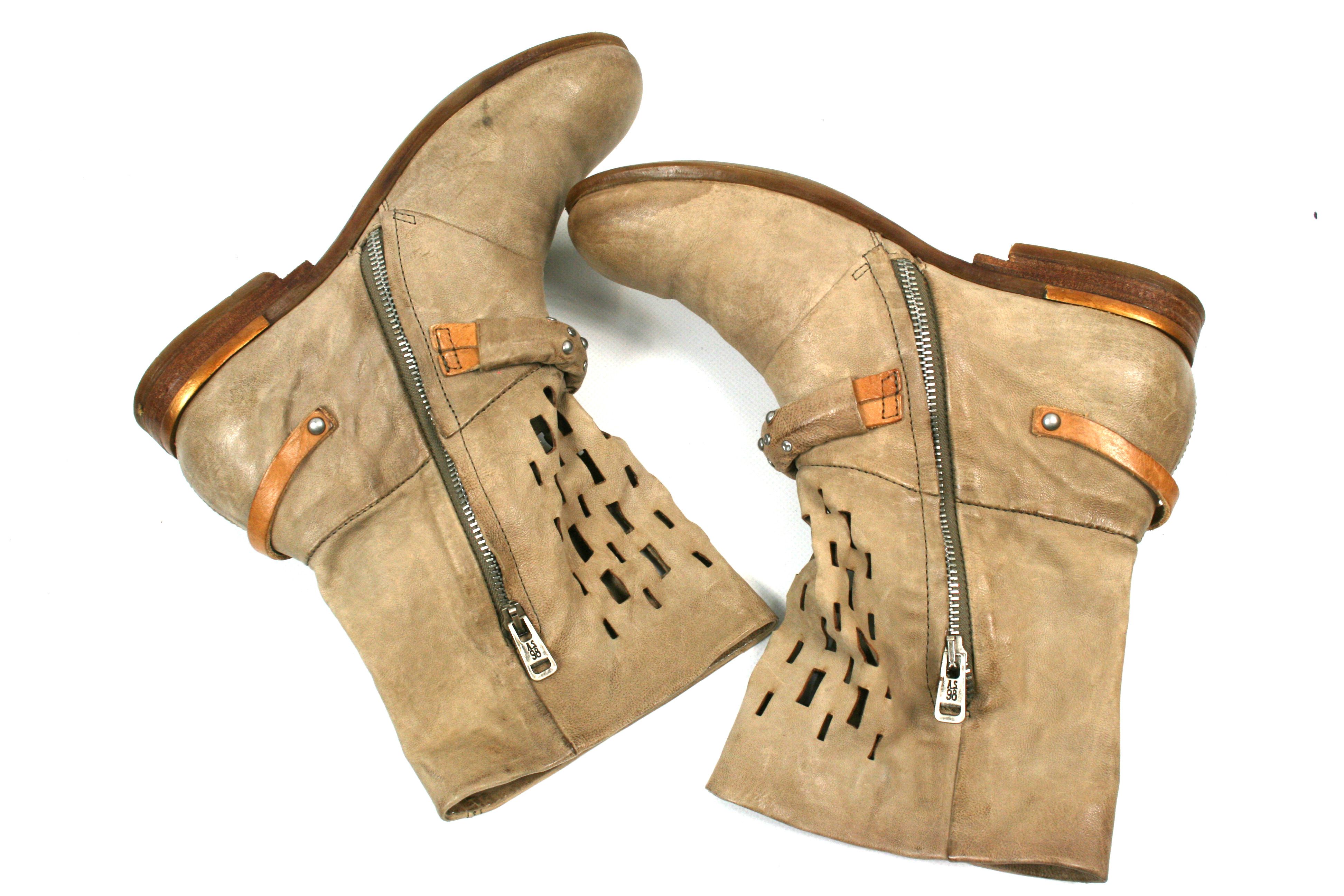A.S.98 Dorian Perforated Grunge Biker Mid Leather Boots Size US 9 / IT 39 - 7 Thumbnail