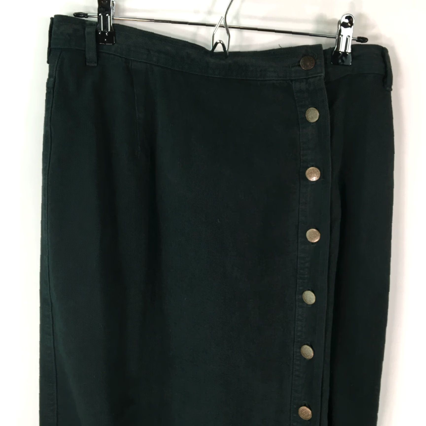 Vintage Jones And Company Womens Knee Length Denim Jean Skirt Button Front Casual Green Size 14 Size 36" / US 14 / IT 50 - 4 Thumbnail