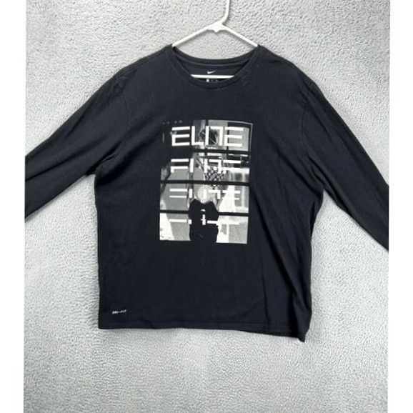 Nike Nike Tee Shirt Mens 2XL Dri-Fit Black Elite Athletic Cut Long Sleeve T-Shirt Size US XXL / EU 58 / 5 - 2 Thumbnail