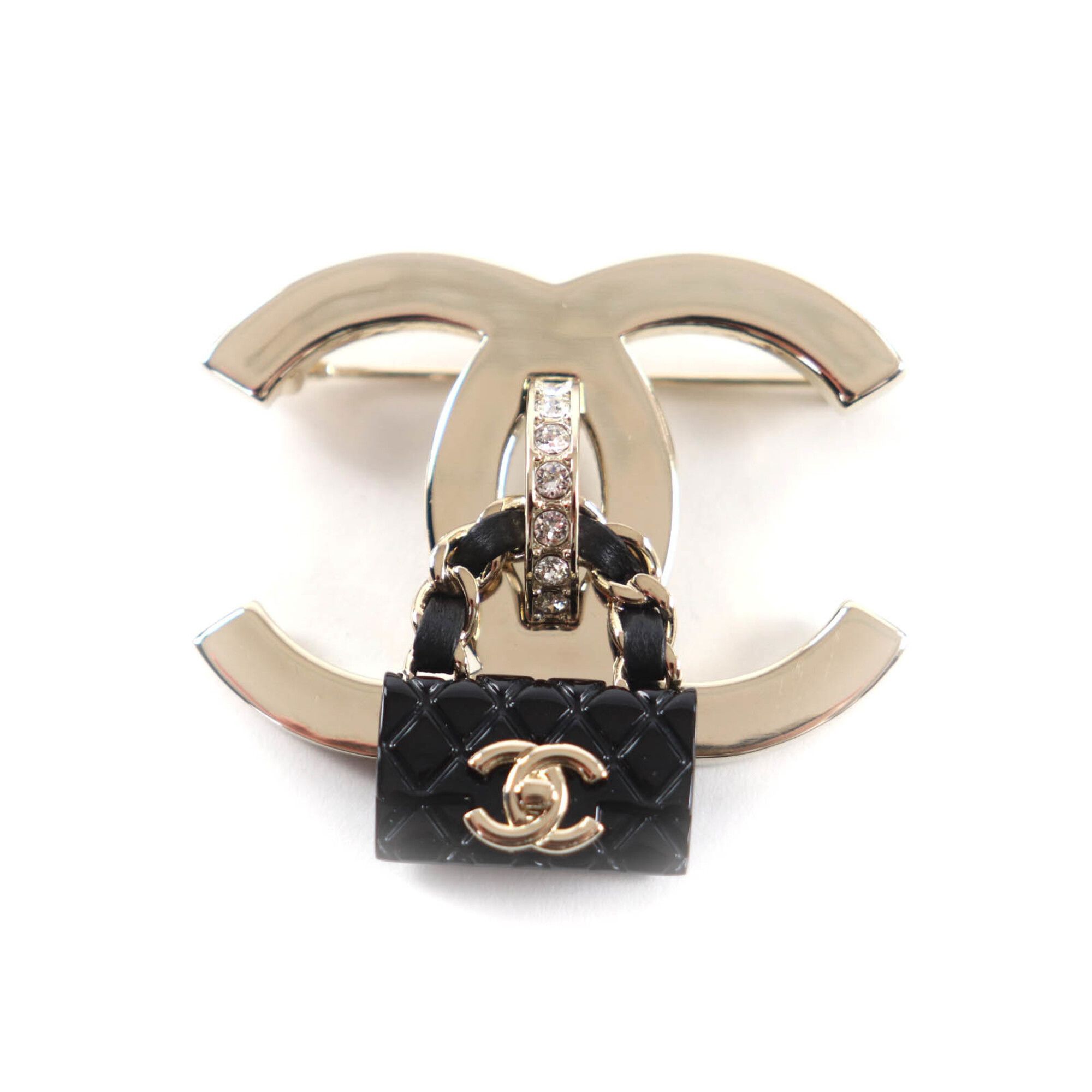 Chanel CHANEL B23C Coco Mark Bag Brooch Gold Black with Box and Dust Made in Italy Women's Size ONE SIZE - 1 Thumbnail
