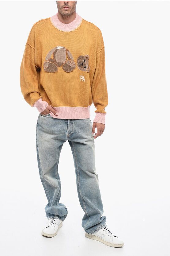 Palm Angels o1y0325 Logo Crewneck Sweater in Yellow/Pink Size US S / EU 44-46 / 1 - 4 Thumbnail