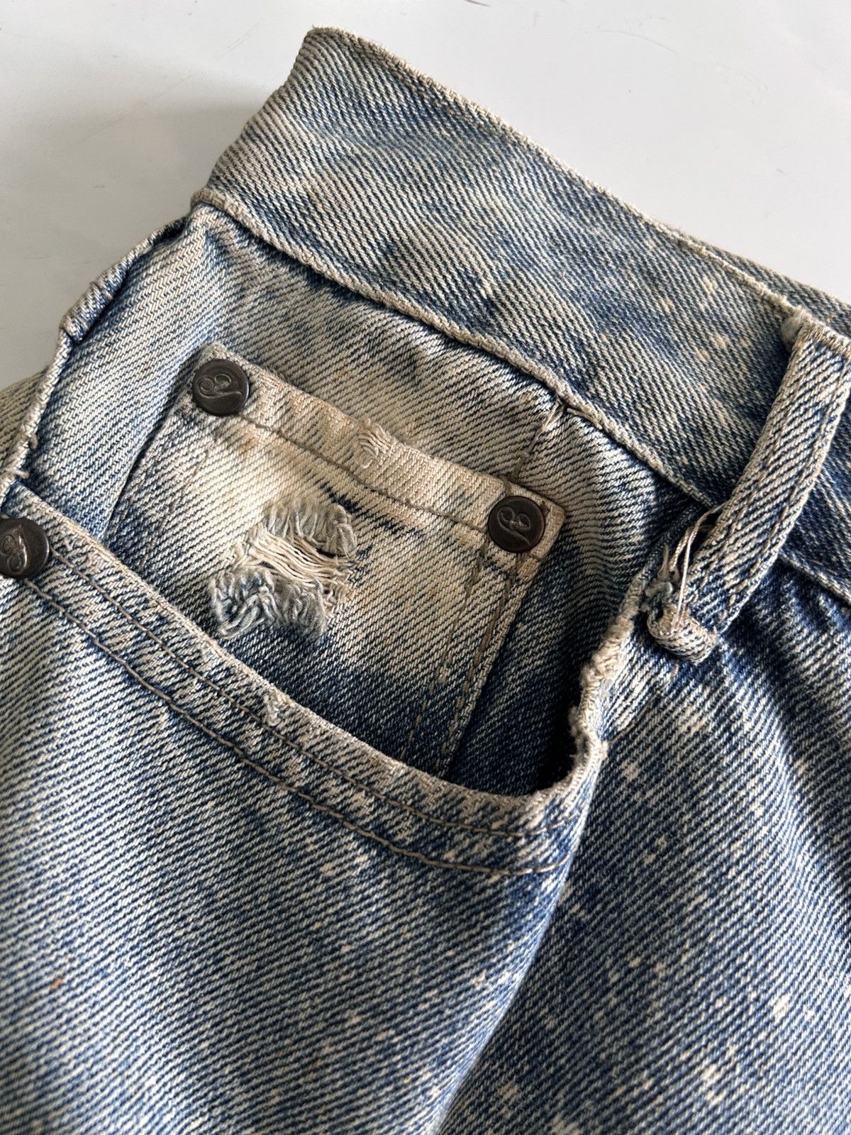 Japanese Brand × Vintage Vintage HAN DI LONG JEANS Japanese Distressed Painted Denim Size US 27 - 13 Thumbnail