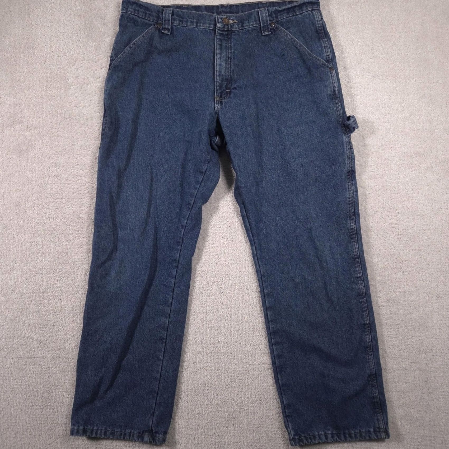 Wrangler Wrangler Jeans Mens 36x30 Blue Denim Relaxed Fit Fleece Lined Carpenter Pants Size US 36 / EU 52 - 2 Thumbnail