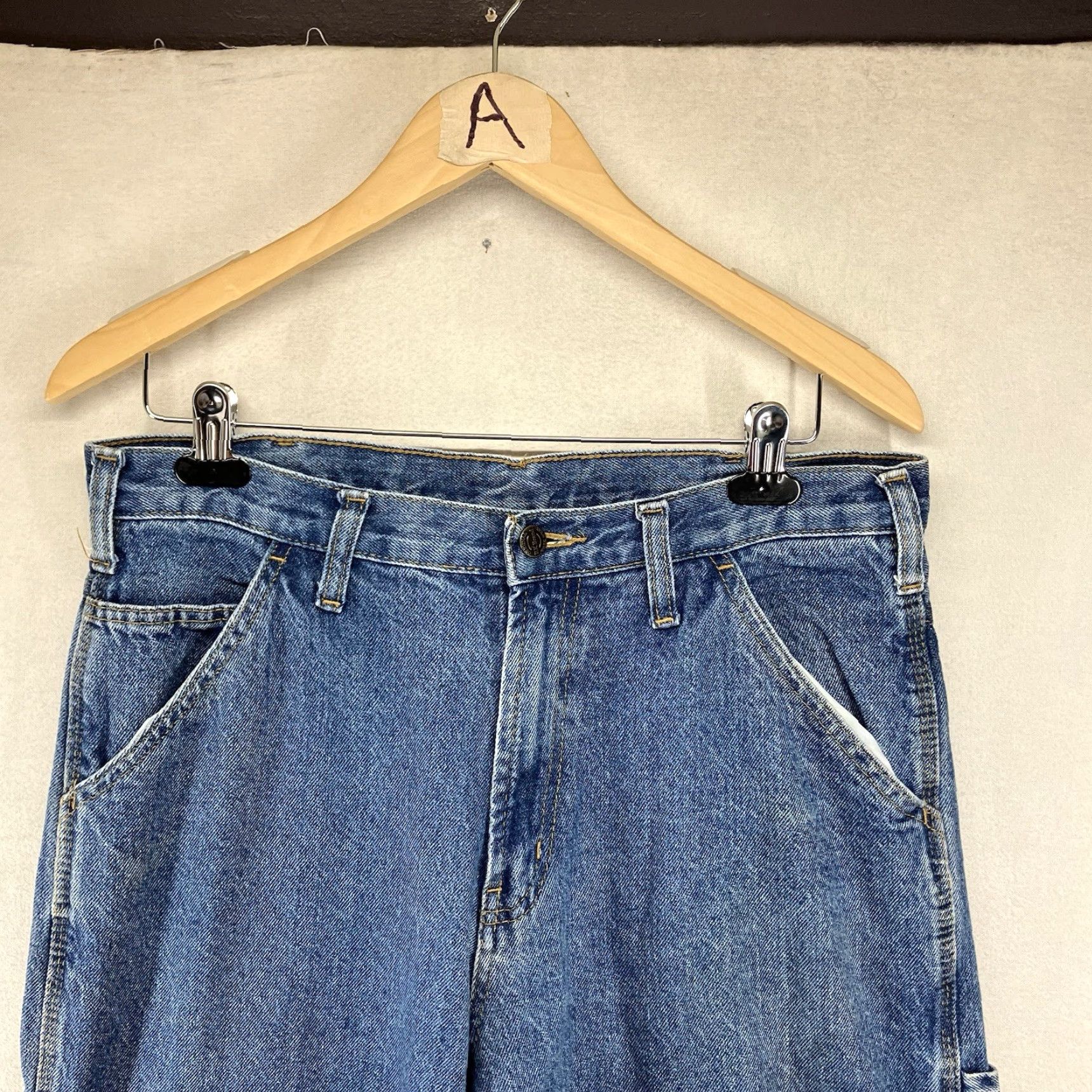 Denime RK Brand Men's Carpenter Jeans 34x34 Blue Straight Leg Heavy Denim Work Wear 90s Classic Size US 34 / EU 50 - 5 Thumbnail